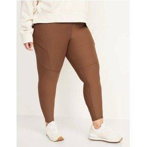High-Waisted PowerSoft 7/8-Length Cargo Leggings Old Navy Brown NWT